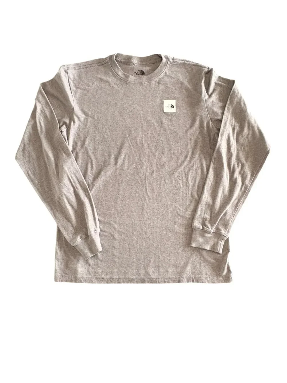 The Northface Long Sleeved Gray Box Logo Crew Neck T-Shirt Mens Small